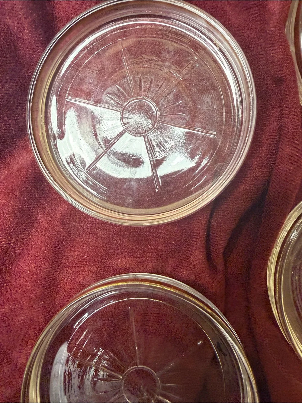 Set of 8 Vintage Atomic Sunburst Starburst Glass Coasters with Gold Trim #Bar